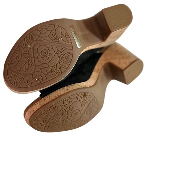 Rockport CH6142 Women's Sz 7 Black Leather Slip-On Block Heel Slide Sandal New - Picture 5 of 7